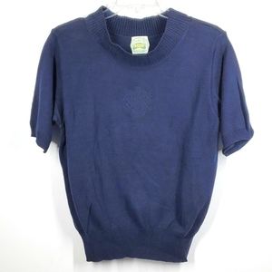 Villa degli Ulivi Navy Blue Short Sleeve Cotton Sweater XL EUC